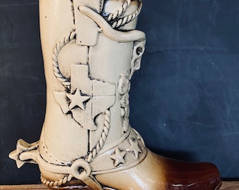 New Stoneware Texas Oktoberfest Beer Boot Cowboy Das Boot Authentic German Texan Das Boot Great for WurstFest