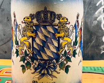 Bavarian Flag & Lions German Beer Mug