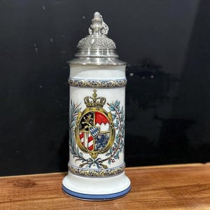 Vintage German Porcelain Beer Stein  Royal Bavarian Coat of Arms