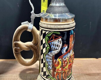 Vintage Zöller & Born Munich Oktoberfest Beer Stein Limited Edition 203/5000 Hand Painted Germany Pewter Lid German Pretzel Beer Stein