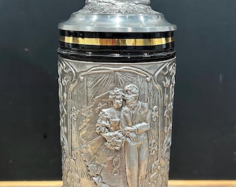 Vintage Original Thewalt Wedding Beer Stein #82 of 5000 Limited Edition German Bride Groom Wedding Topper Lid