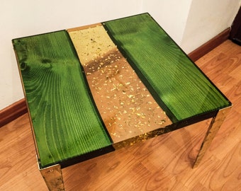 GREENY Lounge table in chestnut and resin