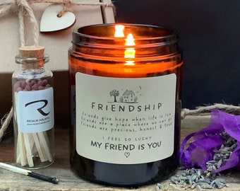 Gift for Friend, FRIENDSHIP CANDLE, Friendship Gift, Friendship Scented Candle Gift, Best friend Birthday Gift, Essential oil candle, Friend