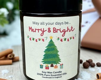 May All Your Days Be Merry and Bright Candle, Christmas Quote Gift Box, Pure Essential Oil Soy Wax, Secret Santa Holiday Message Jar