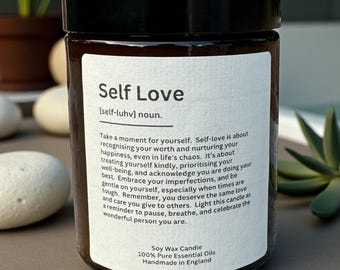 Self Love Aromatherapy Candle | Positive Affirmation Self Care Gift | Soy Wax Essential Oil Candle for Relaxation & Mindfulness