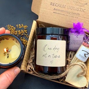 One day at a time gift, Thinking of you, Supportive Gift, Cheer up gift, Sending hugs gift box, Gift for grieving friend, Sympathy Candle