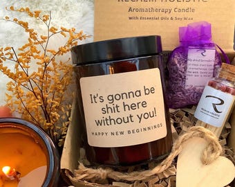 Handmade Essential Oil Candle, Thoughtful Leaving Gift for Work Colleague, Funny Humour Gift for Leaving Gift, Sorry you are leaving Gift