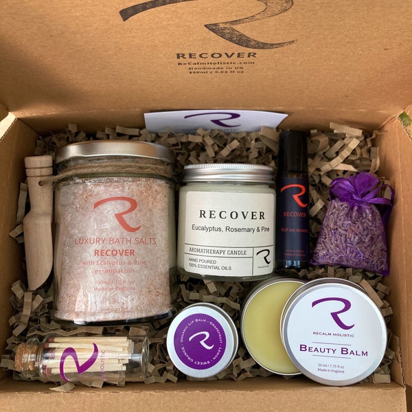 RECOVER Aromatherapy Gift Set / Wellbeing Boost Gift Set / WELLNESS BOOST Aromatherapy Gift Set for him or her / Handmade Natural Spa Box