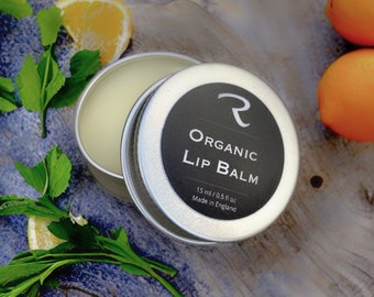 Organic Lip Balm: Orange & Lemon, Natural Moisturising Balm (10ml), natural lip balm, dry lips, sore lips