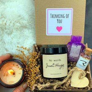 No words just hugs gift, No words just hugs candle, Aromatherapy Thinking of you candle, lavender and cedarwood essential oil candle, 100% natural Candle, ReCalm Holistic, Thinking of you gift, Soy wax candle, Hug Gift, Sympathy Candle, Sympathy Gift