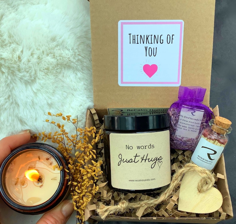 No words just hugs gift, No words just hugs candle, Aromatherapy Thinking of you candle, lavender and cedarwood essential oil candle, 100% natural Candle, ReCalm Holistic, Thinking of you gift, Soy wax candle, Hug Gift, Sympathy Candle, Sympathy Gift