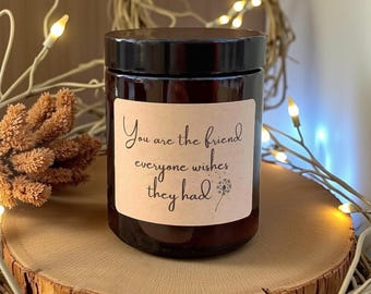 Christmas Gift for Best Friend, Friendship Candle, Holiday Gift Box for Her, Essential Oil Amber Jar Candle, Meaningful Secret Santa