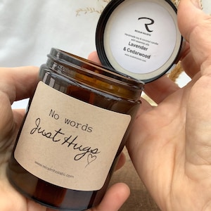 No words just hugs, Thinking of you, Thinking of you gift, Thinking of you candle,Hug Gift, Supportive Gift, Sympathy Gift, Sympathy Candle, Essential Oils Candle