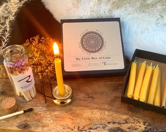 My Little Box of Calm, Mini Beeswax Candles, Cute Gift, Mindfulness Gift, Meditation, Yoga, Self care, Cute, Mindful Moments, Beeswax