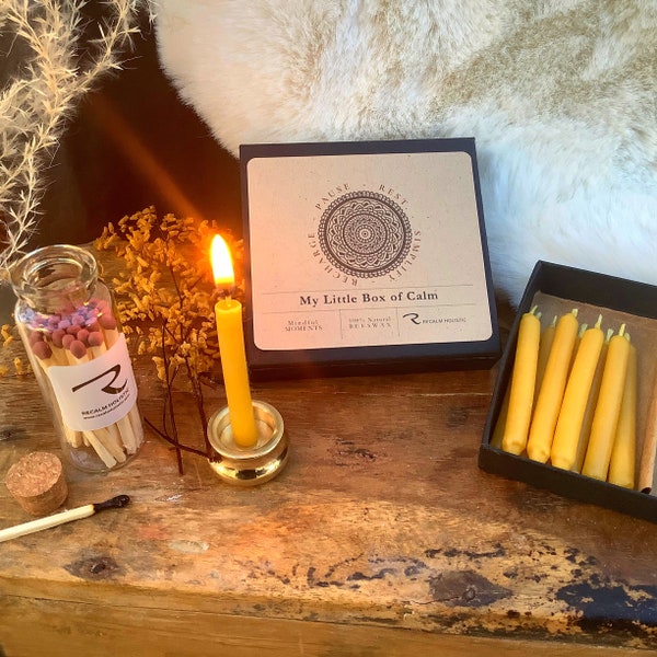 My Little Box of Calm, Mini Beeswax Candles, Cute Gift, Mindfulness Gift, Meditation, Yoga, Self care, Cute, Mindful Moments, Beeswax