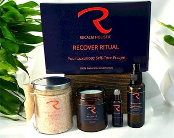 Recover Ritual, Aromatherapy Gift Set, Wellbeing Gift Set, Luxurious self-care Spa Gift Set, Eucalyptus, Rosemary, Pine, Artisan Gift Set