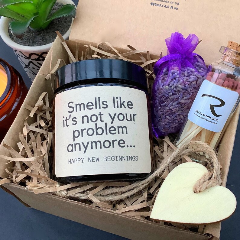 Smells like it's not your problem anymore, Happy New Beginnings, Good Luck, New Job, Happy Retirement, Retirement, Good Bye, Leaving Candle, Leaving Gift, Miss you, Work Colleague Leaving, Promotion, Job Promotion