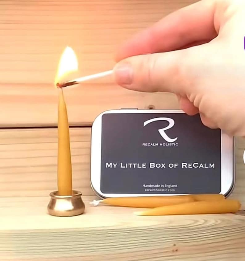 My Little Box of ReCalm®, Meditation Candles, Mindfulness Gift, Mini Beeswax Candles, Birthday for her him, Relaxation Gift, Self Care Gift Boxed Set Only