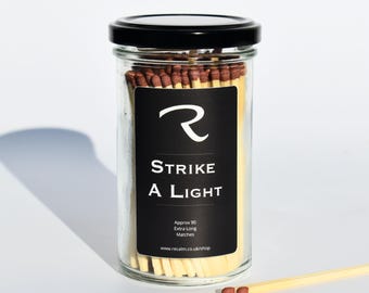 Extra Long Candle Matches in Glass Jar: Home Decor, Strike A Light, leaving, new job, humour gift, work colleague, friend birthday Christmas