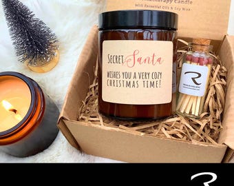 Secret Santa Gifts for Women Men | Christmas Candle Gift Box for Work Colleague Best Friend | Vegan Aromatherapy Scented Candle Present