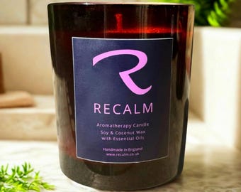 ReCalm Aromatherapy Candle, Essential Oil Candle Vegan Gift, Christmas Friend Birthday Gift for her Floral Scented Candle Leaving Retirement