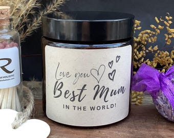 Mothers Day Gift, Best Mum Gift, Best Mum in the World Gift, Mum Birthday Candle, Pure Essential Oil Soy Wax, 100% Natural Aromatherapy UK