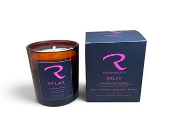 Relax Aromatherapy Candle | Lavender Essential Oil Soy Wax Candle | Stress Relief Self Care Gift | Calming Mindful Spa Present