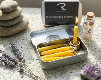 My Little Box of ReCalm®, Meditation Candles, Mindfulness Gift, Mini Beeswax Candles, Birthday for her him, Relaxation Gift, Self Care Gift