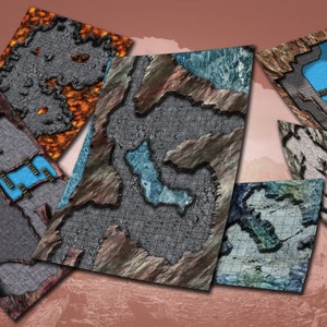 30 Cavern Battle Maps For Dungeons and Dragons, Pathfinder, and other RPG Games | Terrain | DND Maps | 5E | Sidequests | Side Quests