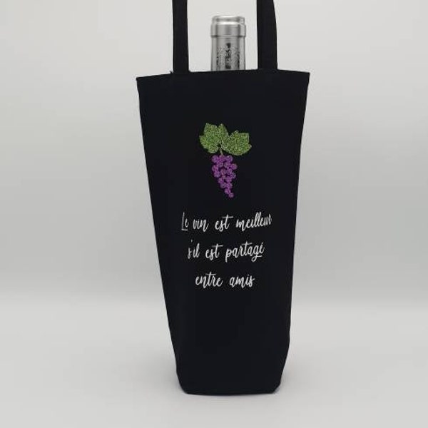 Sac noir personnalisé porte bouteilles