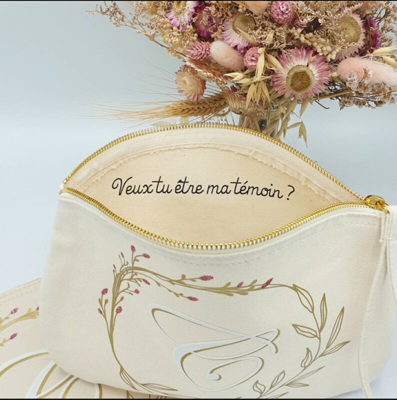 Pochettes avec fermeture à zip et anse, personnalisable, porte monnaie, rangement, mariage, EVJF, anniversaire, fête des mères Bild 2