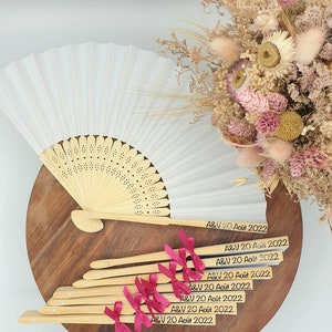 Personalized white paper fans for weddings, birthdays, bachelorette parties, guest gifts... image 2