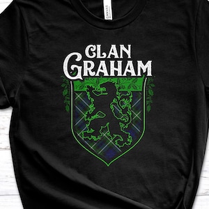 Clan Graham Scottish Tartan Lion Rampant Unisex T Shirt, Graham Crest, Graham Last Name, Graham Surname, Graham Tartan, Women&#39;s T-shirt