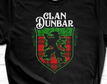 Clan Dunbar Scottish Tartan Lion Rampant Unisex T-Shirt