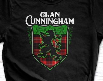 Clan Cunningham Scottish Tartan Lion Rampant Unisex T-Shirt