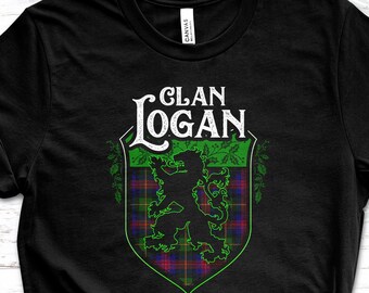 Clan Logan Scottish Tartan Lion Rampant T-Shirt