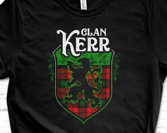 Camiseta unisex con el león rampante del tartán escocés del clan Kerr