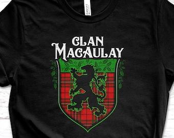 Clan MacAulay Tartan Lion Rampant T-Shirt, schottisches Erbe