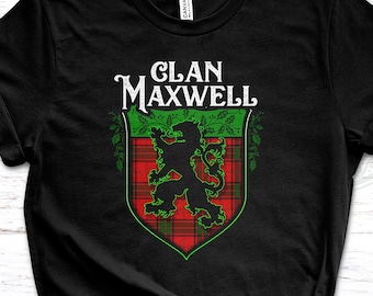 Clan Maxwell Scottish Tartan Lion Rampant Unisex T-Shirt