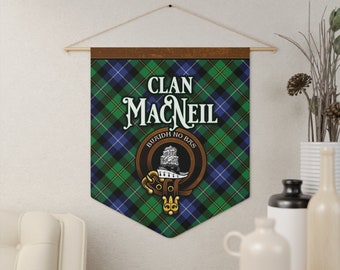 MacNeil Clan Tartan Pennant Banner, Scottish Family Wall Art