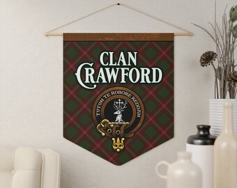 Estandarte de tartán del clan Crawford, escudo familiar escocés para pared