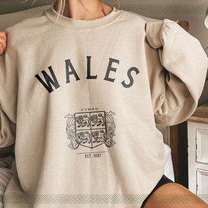 Wales Baggy Sweatshirt, Welsh Soft and Comfortable Crewneck Pullover, Celtic Vacation Travel Souvenir