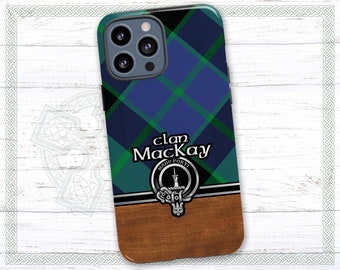 Funda para móvil con estampado de tartán escocés del clan MacKay / Insignia con escudo de armas tradicional