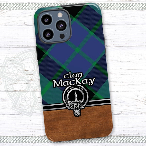 Clan MacKay Scottish Tartan Glossy Case for iPhone | Samsung Galaxy Phone Case with Clan Crest Badge