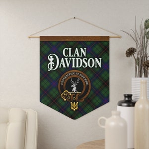 Davidson Clan Scottish Tartan Pennant Banner, Davidson Family Scottish Hanging Wall Art, Celtic Scottish Gift, Home Wall Decoration