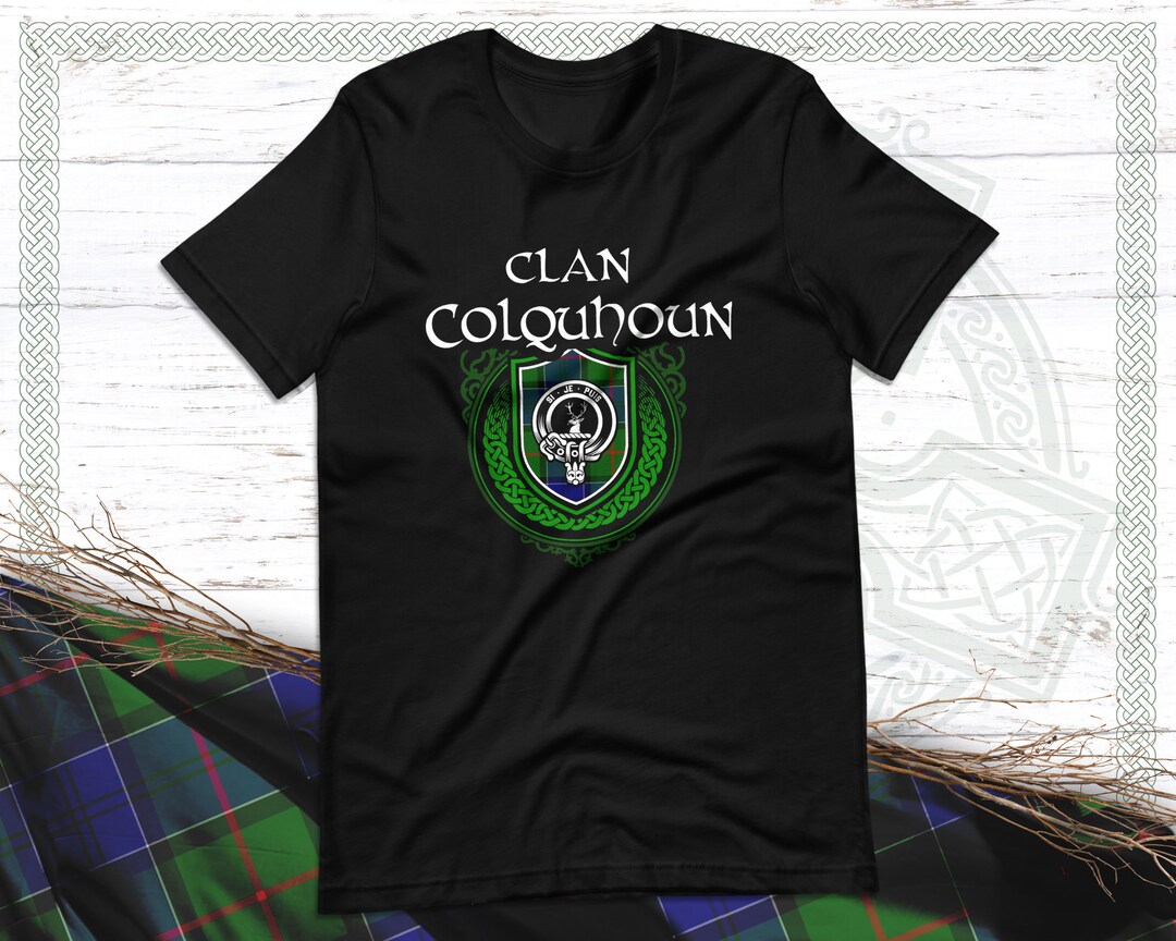 Colquhoun Tartan Crest T-shirt - Alba Celtic Style