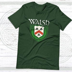 Walsh Family Irish Unisex T Shirt, Walsh Family Crest, Walsh tshirt, Walsh Last Name, Irish Heraldry Irish Coat of Arms, Comfort Colors