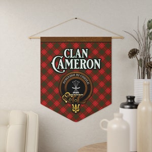 Cameron Clan Scottish Tartan Pennant Banner, Cameron Family Scottish Hanging Wall Art, Celtic Scottish Gift, Home Wall Decoration