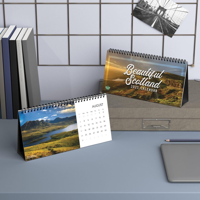 Scotland 2025 Desk Calendar, Beautiful Scottish Landscape Home Office