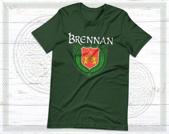 Brennan Family Irish Unisex T Shirt, Brennan Family Crest, Brennan tshirt, Brennan Last Name Surname, Irish Heraldry, Irish Coat of Arms